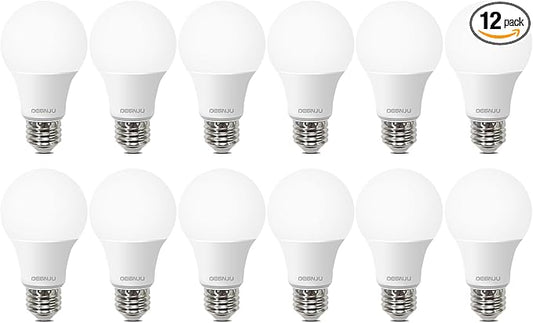 LED Light Bulbs, 60 Watt Equivalent LED Bulbs A19, 5000K Daylight, 800 Lumen, E26 Standard Base, Non-Dimmable, 8W Daylight LED Bulbs for Bedroom Living Room, 12 Pack