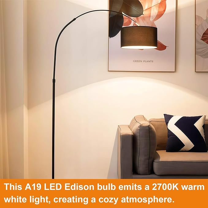 Vinaco A19 Dimmable LED Bulb 2700K Warm White, 4 PCS A19 Edison Bulb, 8W Equal 60W Clear Light Bulbs, Long Lasting 806LM Edison Bulbs E26 LED CRI85+ for Living Room, Chandelier