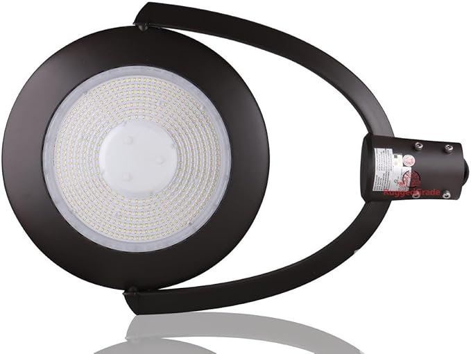 RuggedGrade 150W LED Post Top Fixture - Centauri II Series Area Light - 20,000 Lumens - Bright White 5000K - Slip Fit Mount - Photocell - Black Housing - DLC 5.1 Premium