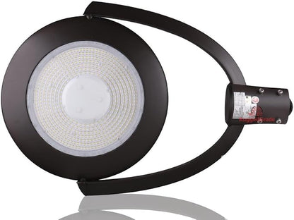 RuggedGrade 150W LED Post Top Fixture - Centauri II Series Area Light - 20,000 Lumens - Bright White 5000K - Slip Fit Mount - Photocell - Black Housing - DLC 5.1 Premium