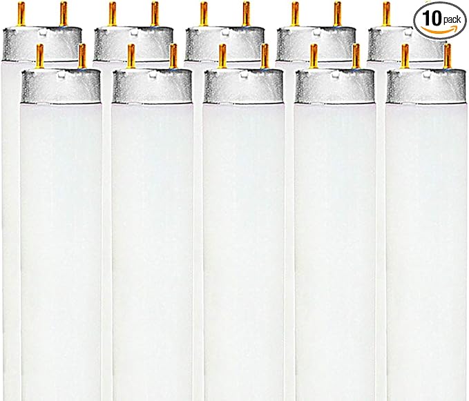 LUXRITE F32T8/841 32W 48 Inch T8 Fluorescent Tube Light Bulb, 4100K Cool White, 2800 Lumens, G13 Medium Bi-Pin Base, LR20732, 10-Pack