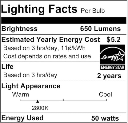 Vinaco PAR30 Flood Light 50W, 6 Pack High Brightness 650LM PAR30 Halogen Long Neck Dimmable,PAR30L Flood 50 Watt 3000K Warm White, Long Lasting PAR 30 50W 120V Flood Long Neck with E26 Base