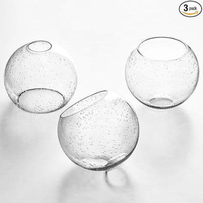 3 Pack Fixture Replacement Globe Shade, 6 Inch Diameter, E26 Base 1-5/8 Inch Fitter, Glass Globe Lampshade Cover for Pendant Wall Sconce Chandelier Vanity Light (3 Pack 6 Inch Clear Seeded Glass)