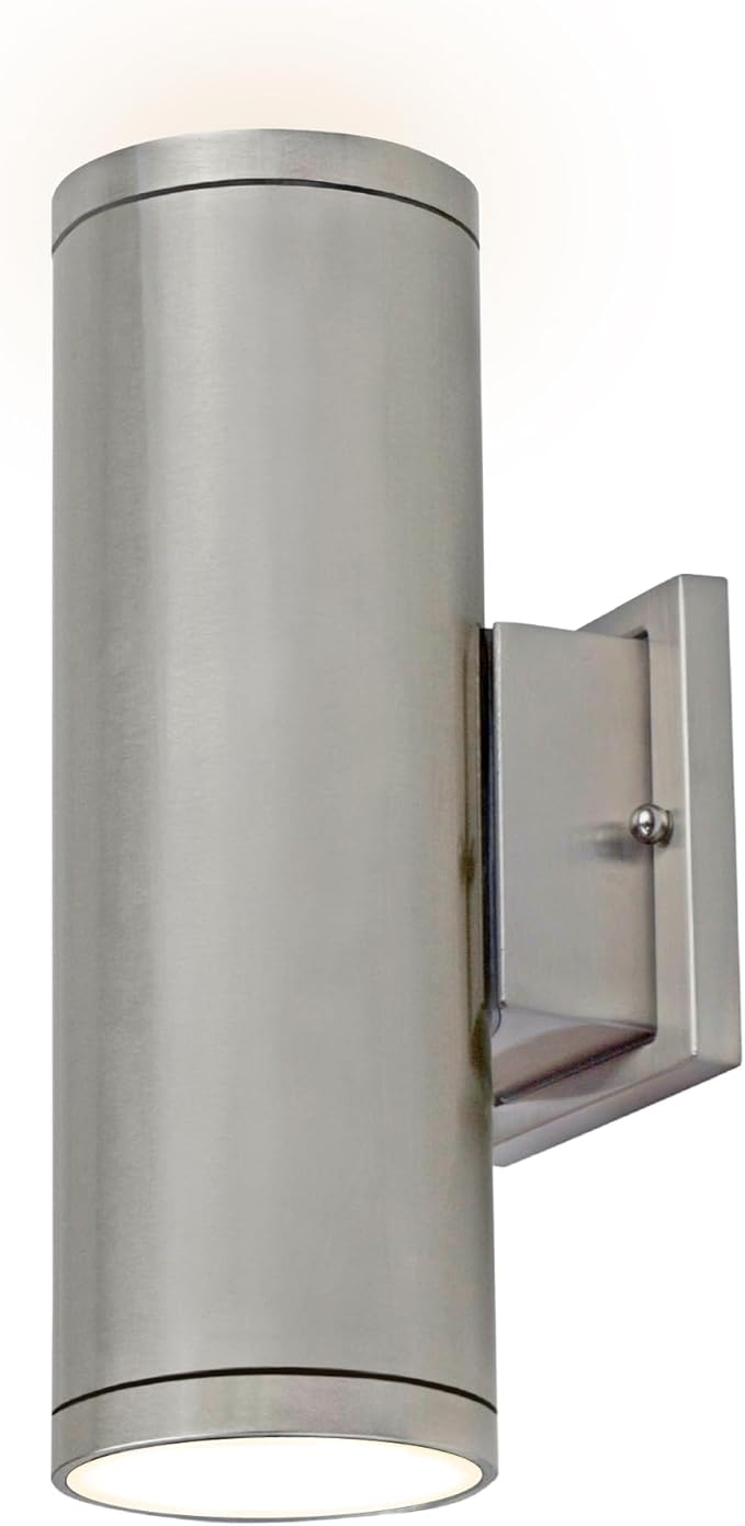 Ultralux 12 Inch Modern LED Up and Down Wall Light, Outdoor Wall Sconce Front Door Light Fixture, 2000 Lumen Outdoor Sconce 30 Watt Outside Lights For House 3000K Brushed Nickel Exterior Light Fixture