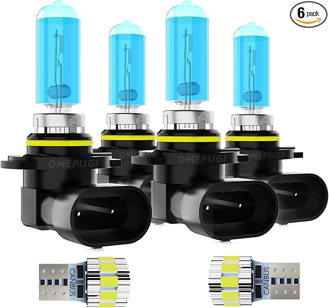 Headlight Bulbs Compatible With Toyota RAV4 2013-2015, 9005/H10/HB3 High Beam+ 9005/H10/HB3 Low Beam Halogen Light Bulb,T10 License Plate Lights,Plug N Play,Pack of 6