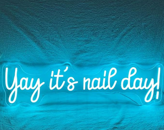 Yay It's Nail Day! Custom LED Neon Sign Night Light Wall Nail Salon Beauty Room Studio Nail Bar Decor Wedding Decoration USB Powered Personalized Gift Size:50cm