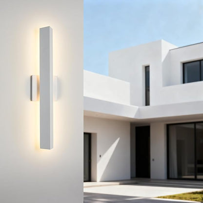 21.9IN LED Outdoor Aluminum Wall Lights,20W Dimmable, IP65 Waterproof, Modern Textured White Indoor & Exterior Lighting Fixtures, Long Exterior Wall Lights for Garage, Front Door