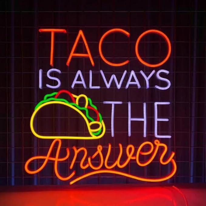 Taco Is Always The Answer Neon Sign, 23inches Tacos Led Light Sign, Mexico Tacos Neon Light Wall Art, Mexican Restaurant Wall Decor