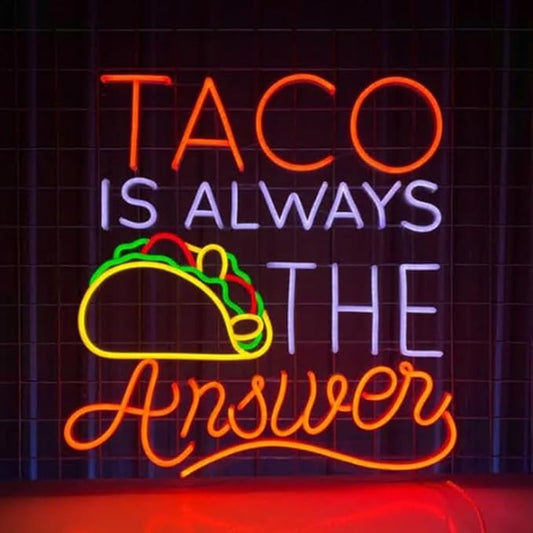 Taco Is Always The Answer Neon Sign, 23inches Tacos Led Light Sign, Mexico Tacos Neon Light Wall Art, Mexican Restaurant Wall Decor