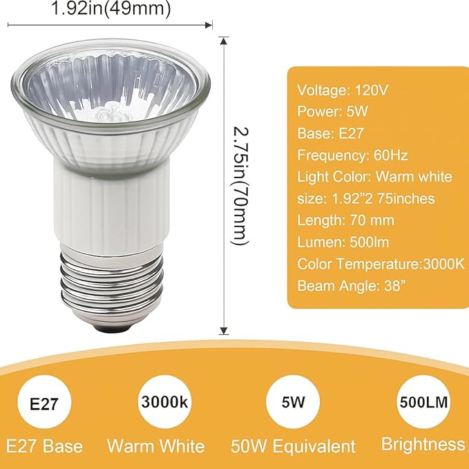 Range Hood Appliance Bulbs E27 Lighting Z0B0011 50W Bulbs for Zephyr Milano Europa Hoods 70mm，Appliance Light Bulb -Pack of 2