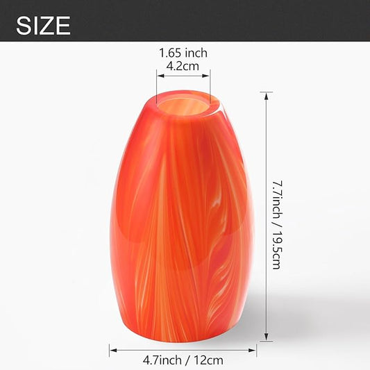 Fixture Replacement Globe Shade,Lampshade for E26 Base 1-5/8 Inch Fitter, Color Art Glass Oval Lampshade Cover for Pendant Kitchen Wall Sconce Chandelier Vanity Light (3, Orange)