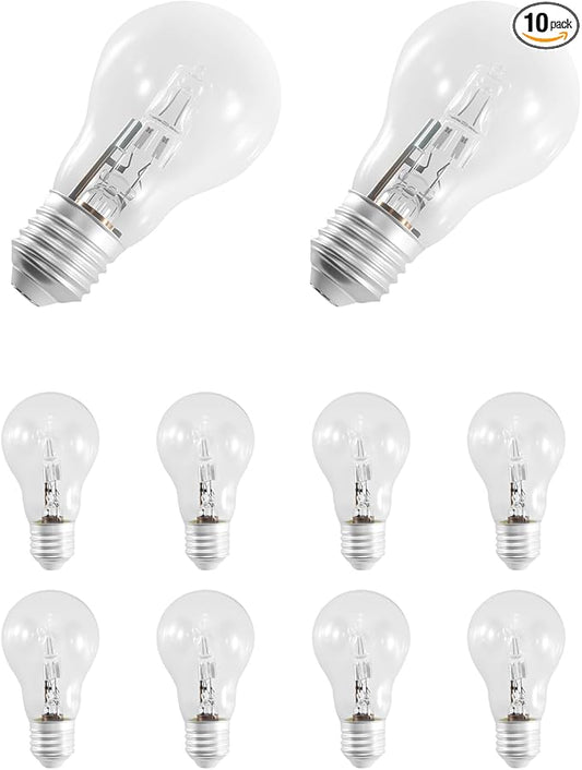 ULZOZN A55 E27 53W Bulb 220V 2700K Fit for Desk Lamps and Enclosed Fixtures with A55 Light Type, Transparent, 10Pcs