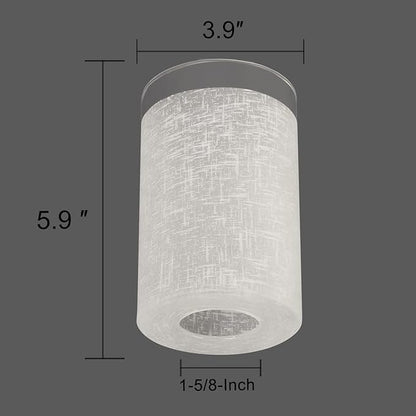 2 Pack White Linen Frosted Glass Lamp Shade, Cylinder Light Fixture Replacement Globe or Cover with 1-5/8-Inch Fitter for Pendant Light Chandelier Wall Sconce G0125