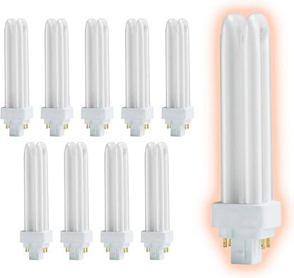 GoodBulb 13 Watt CFL Light Bulbs | 4 Pin G24Q-1 Base 5000K Daylight | 13W High Output 900 Lumens | Double Tube Compact Fluorescent Light Bulbs Plug-in | Car Dealership Lighting | 10 Pack