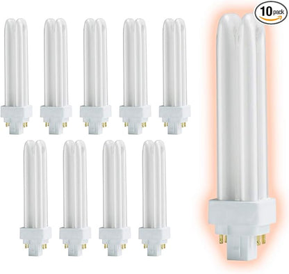 GoodBulb 13 Watt CFL Light Bulbs | 4 Pin G24Q-1 Base 6500K Full Spectrum | 13W High Output 900 Lumens | Double Tube Compact Fluorescent Light Bulbs Plug-in | 10 Pack