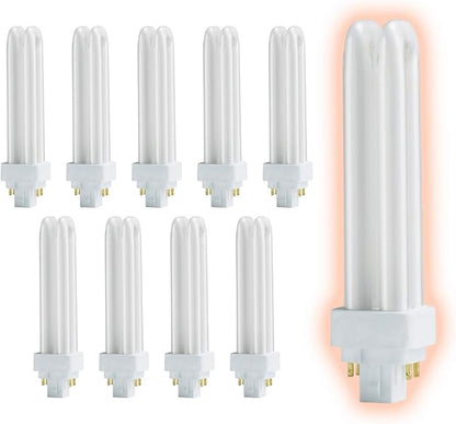 GoodBulb 18 Watt CFL Light Bulbs | 4 Pin G24Q-2 Base 5000K Daylight | 18W High Output 1200 Lumens | Double Tube Compact Fluorescent Light Bulbs Plug-in | Car Dealership Lighting | 10 Pack
