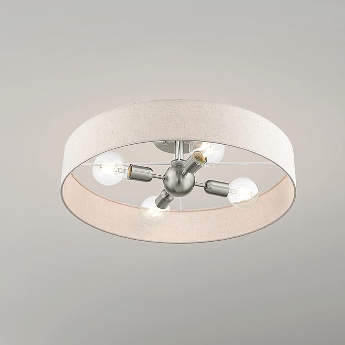 Livex Lighting 46038-07 4 Light Bronze Semi Flush Mount, Bronze w/Antique Brass Accents
