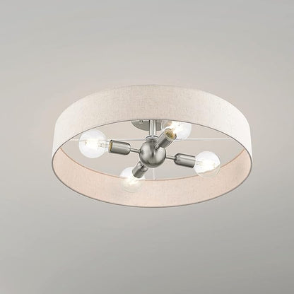 Livex Lighting 46038-07 4 Light Bronze Semi Flush Mount, Bronze w/Antique Brass Accents