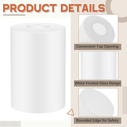 6 Pcs White Frosted Glass Shade Replacements for Pendant Light Fixtures Glass Lamp Shade Cover, 1-5/8 Inch Fitter E26 Base, 4"w x 6"h, Replacement Lamp Globe for Chandelier Wall Sconce