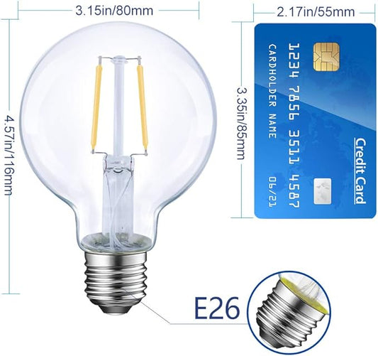 Energetic 12-Pack 4W Dimmable Globe LED Light Bulb, G25 Vintage Light Bulb, 40W Equivalent, 350Lumens, 2700K Soft White, E26 Base, ETL Listed