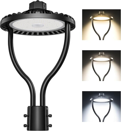 Commercial LED Post Top Light, 150W/120W/90W & 3000K/4000K/5000K Selectable, DLC & ETL Listed, 22500LM Post Circle Area Lights with Photocell, IP65 Waterproof for Yard Street, AC100-277V