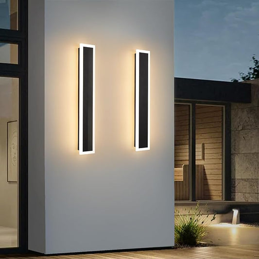 2-Pack Modern Outdoor Lights Led Exterior Light Fixture 23.6in Porch & Patio Light 3000-6000K Frosted White Acrylic Outdoor Sconce Watetproof Suitable for Garage Entry House