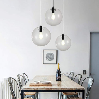 E27 Industrial Clear Glass Globe Shade Pendant Lighting Modern Kitchen LOFT Hanging Light Lamp (25cm)