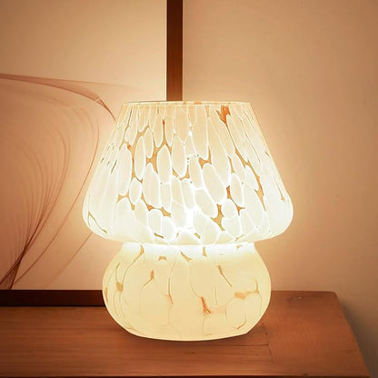 Mushroom Lamp Table Lamp for Bedroom,Desk Bedside Small Lamps for Living Room Night Stands,Mushroom Decor Cute Mini Modern Mid Century Lamps,Unique Aesthetic Home Living Room Decor(White-1)