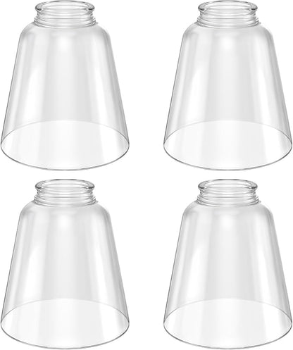 4 Pack Clear Glass Shade Replacements, Bell Shaped Glass Shade Covers, 4.72"High, 4.72"Diameter,2.12 "Fitter, High Transmittance Trapezoidal Lampshade