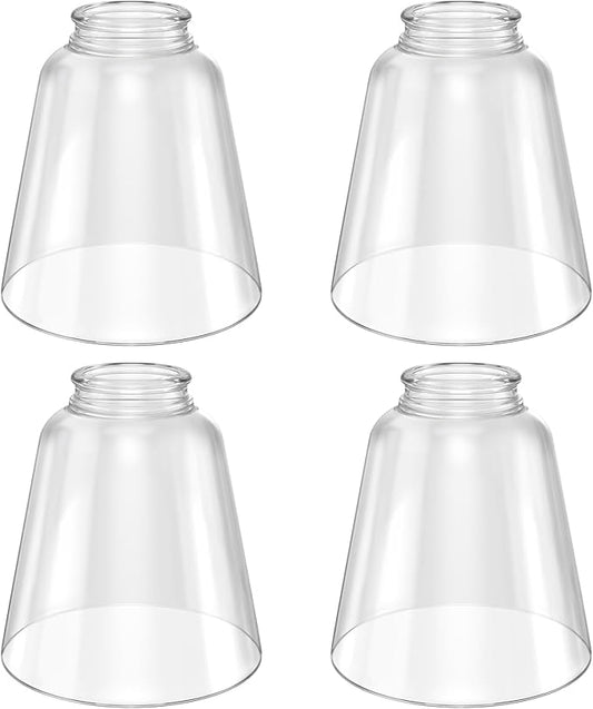 4 Pack Clear Glass Shade Replacements, Bell Shaped Glass Shade Covers, 4.72"High, 4.72"Diameter,2.12 "Fitter, High Transmittance Trapezoidal Lampshade