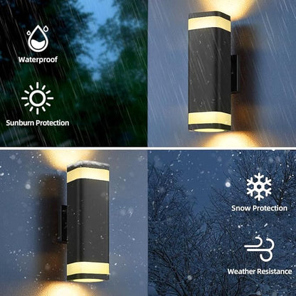 SHIMR Smart RGB Outdoor Wall Lights 2 Pack, WiFi App Control Color Changing Up Down Exterior Sconce with Dusk to Dawn Sensor, Waterproof LED Wall Mount Light Fixture, Compatible with Alexa & Google