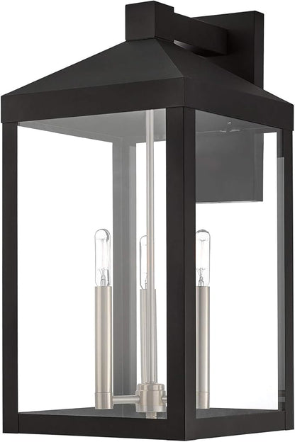 Livex Lighting 20585-04 Nyack Black 3 Light Outdoor Wall Lantern