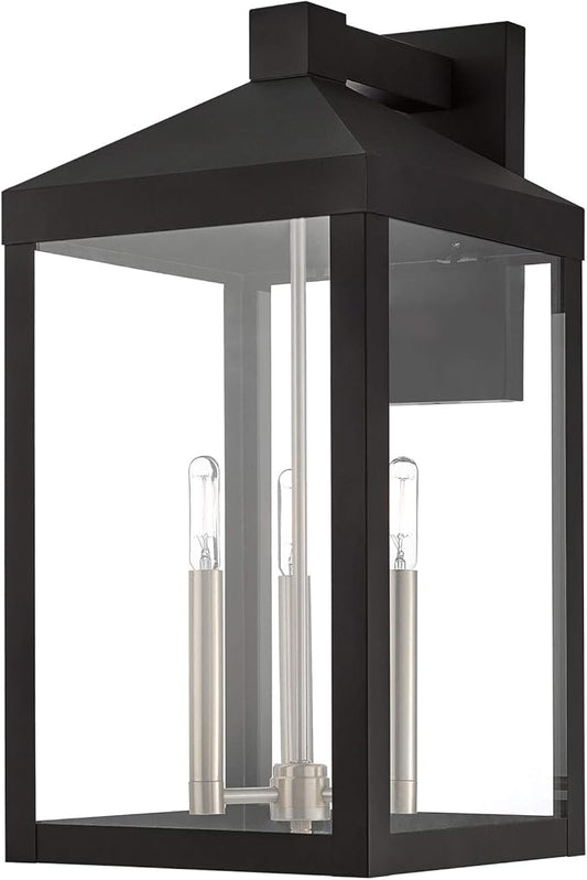 Livex Lighting 20585-04 Nyack Black 3 Light Outdoor Wall Lantern
