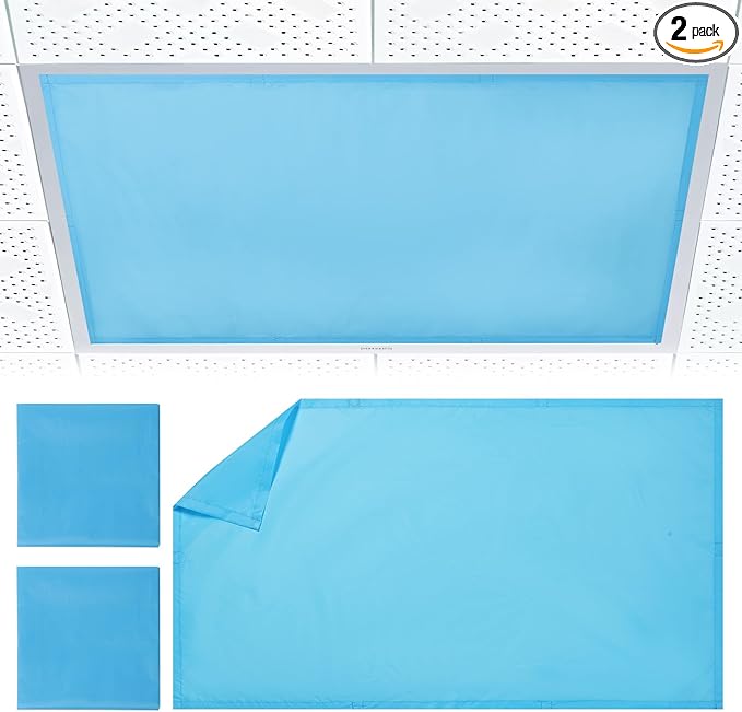 2pcs Fluorescent Light Covers - Light Covers for Ceiling Lights Classroom, Magnetic Light Filters for Office, Hospitals, Home 4 x 2 Feet (blue)