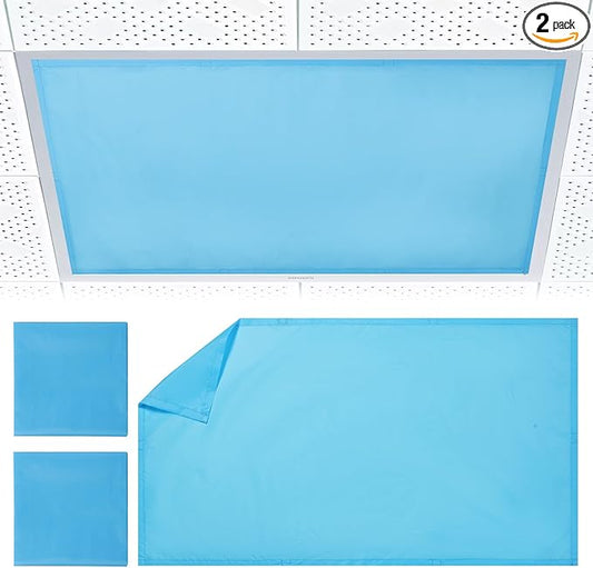 2pcs Fluorescent Light Covers - Light Covers for Ceiling Lights Classroom, Magnetic Light Filters for Office, Hospitals, Home 4 x 2 Feet (blue)