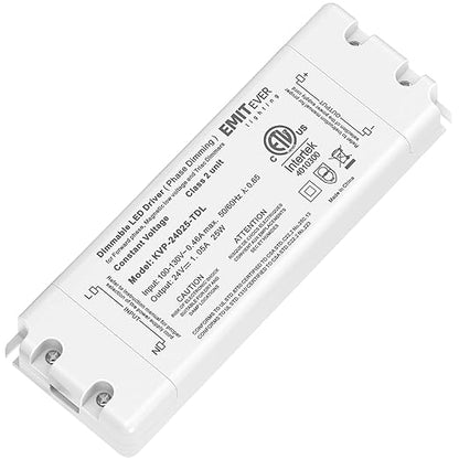 EMITEVER 25W Triac Dimmable Driver,Power Supply,AC 120V to DC 24V Transformer,Compatible with Lutron and Leviton Dimmers,for LED Lighting,Class 2,ETL Certified