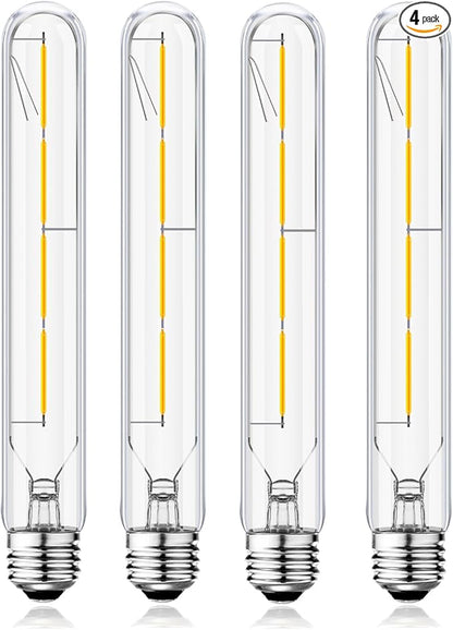 XININSUN T10 Led Bulb,8.9 Inch Long Tubular Led Light Bulbs, 40Watt Equivalent, 400lm, E26 4W led t10 Bulb,LED Filament Light Bulb,Dimmable Long Light Bulbs,Clear Glass,4 Pack. (Soft White-3000K)