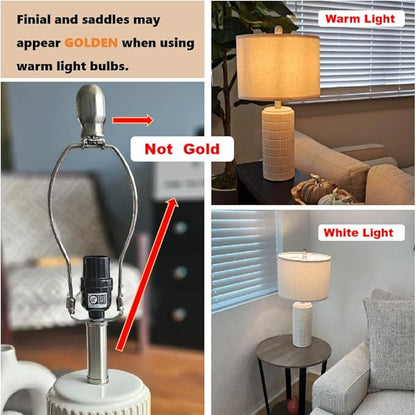 PoKat 23" Modern Ceramic Table Lamp Set of 2 for Living Room White Desk Lamps for Bedroom Farmhouse Bedside Nightstand Lamp House Warming Gifts New Home Decor End Table Lamps Gifts for Women Mom Beige