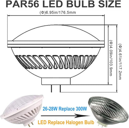 BAOMING Par56 LED Bulb Dimmable 28W Soft Warm White (2700~3000K) 120V GX16D Base, 120° Wide Flood Light, Replacement 300W MFL Par56 Halogen Light
