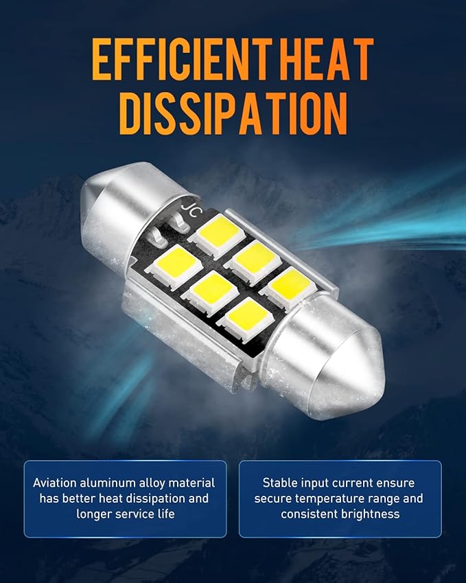 LUYED DE3175 LED Bulb Xenon White CANBUS Error Free 1.25 inches DE3021 DE3022 3175 LED Bulbs Used For Interior Map Dome License Plate Courtesy Lights,Pack of 5