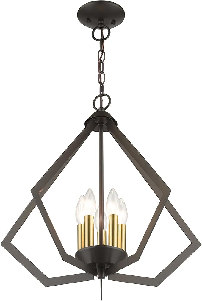 Livex Lighting 40925-07 Prism 5 Light Chandelier, 20" x 20" x 19.5", Bronze