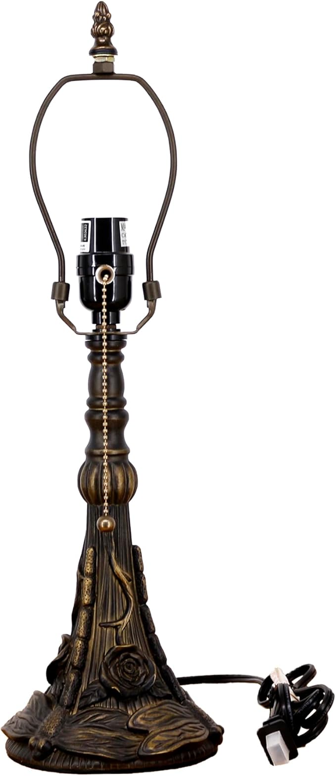 Table Lamp Base Replacement Only, Wide 6 Height 19 Inch, Fit for 8, 10, 12 Inch Tiffany Style Stained Glass Lampshade, Dark Bronze Finish,Resin, Push Switch On Cord(E (W6H19 Inch))