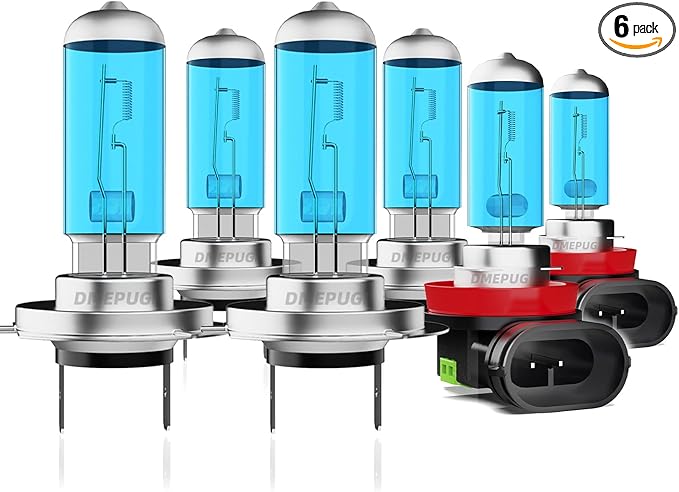 Light Bulbs Compatible with Dodge Ram ProMaster 1500 2500 3500 2014-2019 halogen headlight bulbs, H7 High Beam + H7 Low Beam + H11 Fog Lights, 6000K White, Plug and Play, Pack of 6