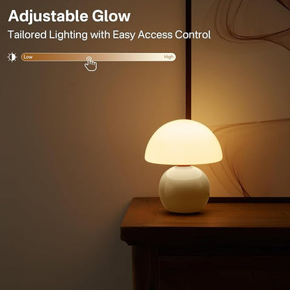 Mushroom Lamp Table Lamp for Bedroom,Desk Bedside Small Lamps for Living Room Night Stands,Mushroom Decor Cute Mini Modern Mid Century Lamps,Unique Aesthetic Home Living Room Decor(Cream)