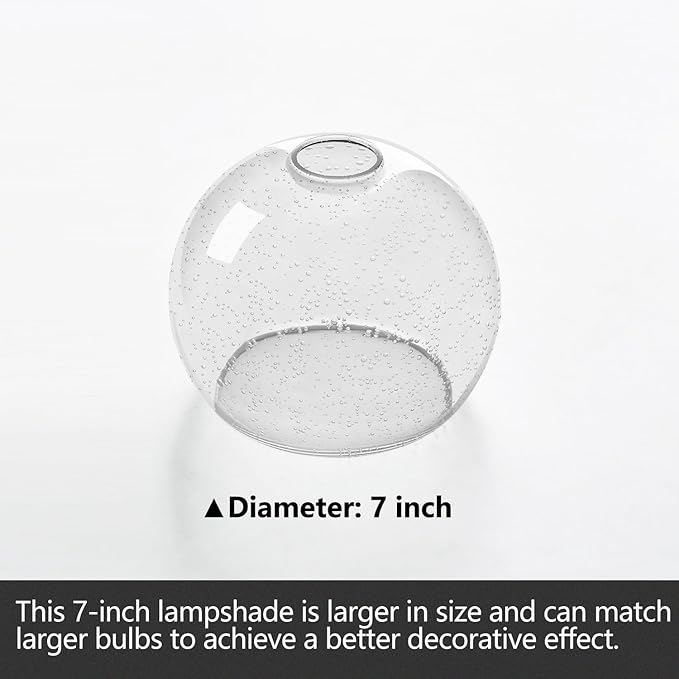 ANYLOVE Hammered Glass Globe Shade，Fixture Replacement Shade,7" Diameter, Replacement with 1.65 Inch Fitter for Wall Lamps Chandeliers or Ceiling Light