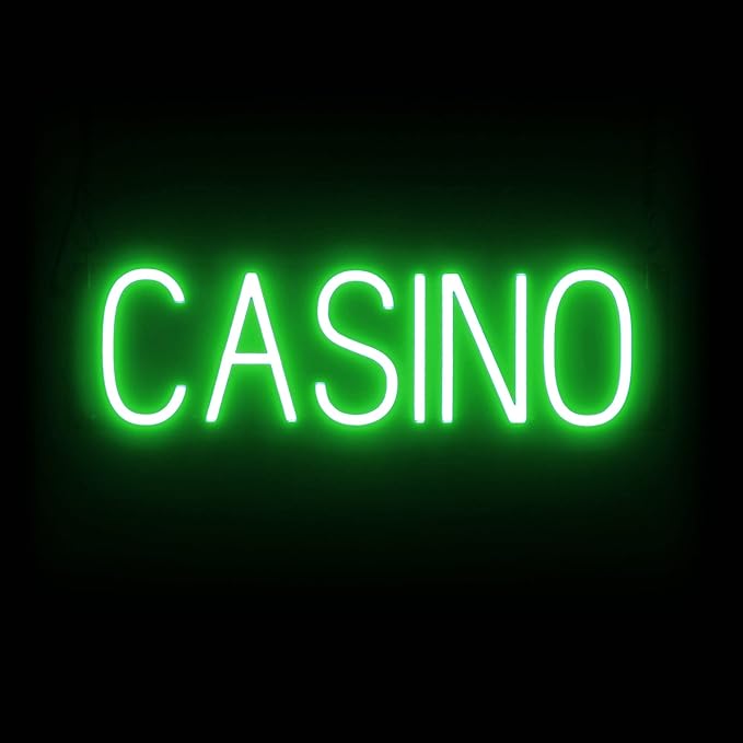 SpellBrite CASINO Sign | Gaming-Related Sign with Neon Look, Green LED Light Source | 22.5" x 6.3"