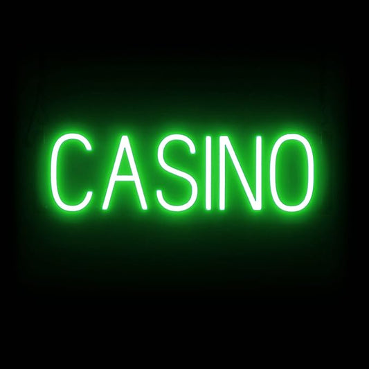 SpellBrite CASINO Sign | Gaming-Related Sign with Neon Look, Green LED Light Source | 22.5" x 6.3"