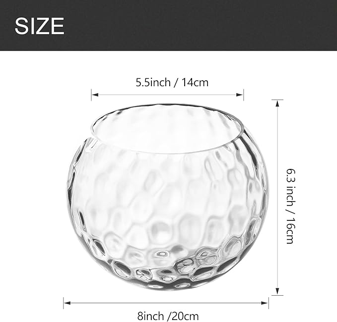 Fixture Replacement Globe Shade with 1.65 Inch Fitter, 8 Inch Diameter, E26 Base 1-5/8 Inch Fitter, Glass Lampshade Cover for Pendant Wall Sconce Chandelier (8 Inch Clear Hammered Glass(2 pack))