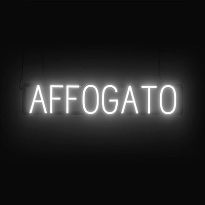 SpellBrite AFFOGATO Sign | Treat-Related Sign with Neon Look, White LED Light Source | 32.1" x 6.3"