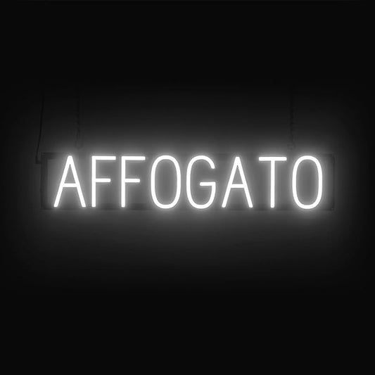 SpellBrite AFFOGATO Sign | Treat-Related Sign with Neon Look, White LED Light Source | 32.1" x 6.3"